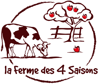 Logo La Ferme des 4 Saisons (74) : une vache broute devant un pommier