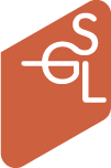 Logo orange de la ville de Saint-Genis-Laval, les lettres S, G et L s&#039;entremêlent